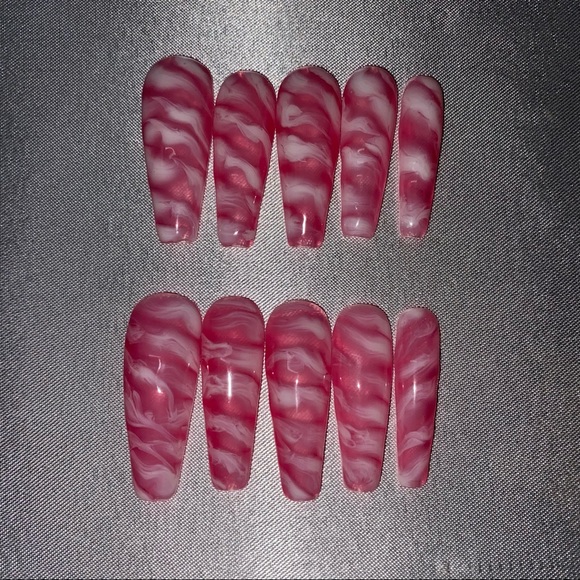 10 piece Press Ons Long Sculpted Coffin Size Small - Picture 11 of 12